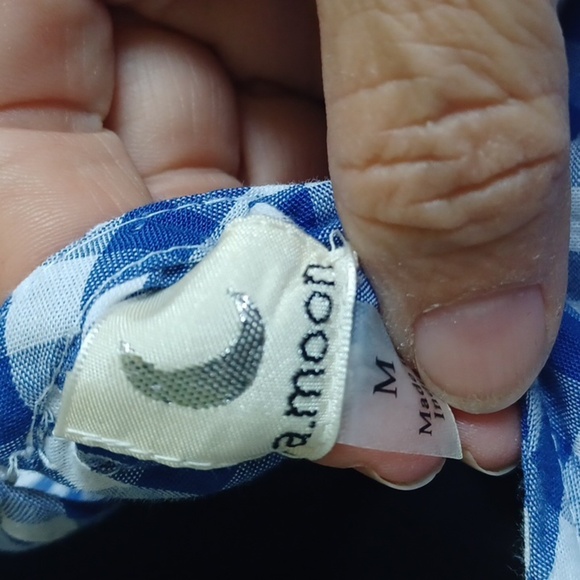 a.moon Embroidered Gingham 3/4 Sleeve Blouse - Picture 6 of 7